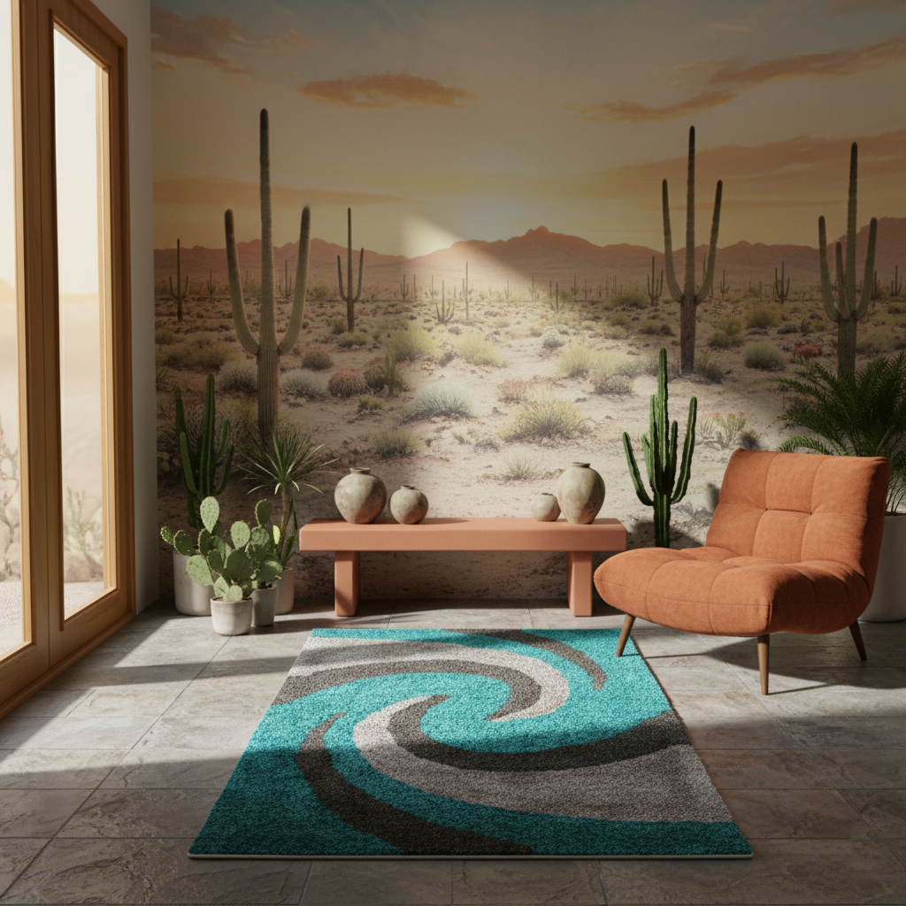 Aqua galaxy pattern carpet