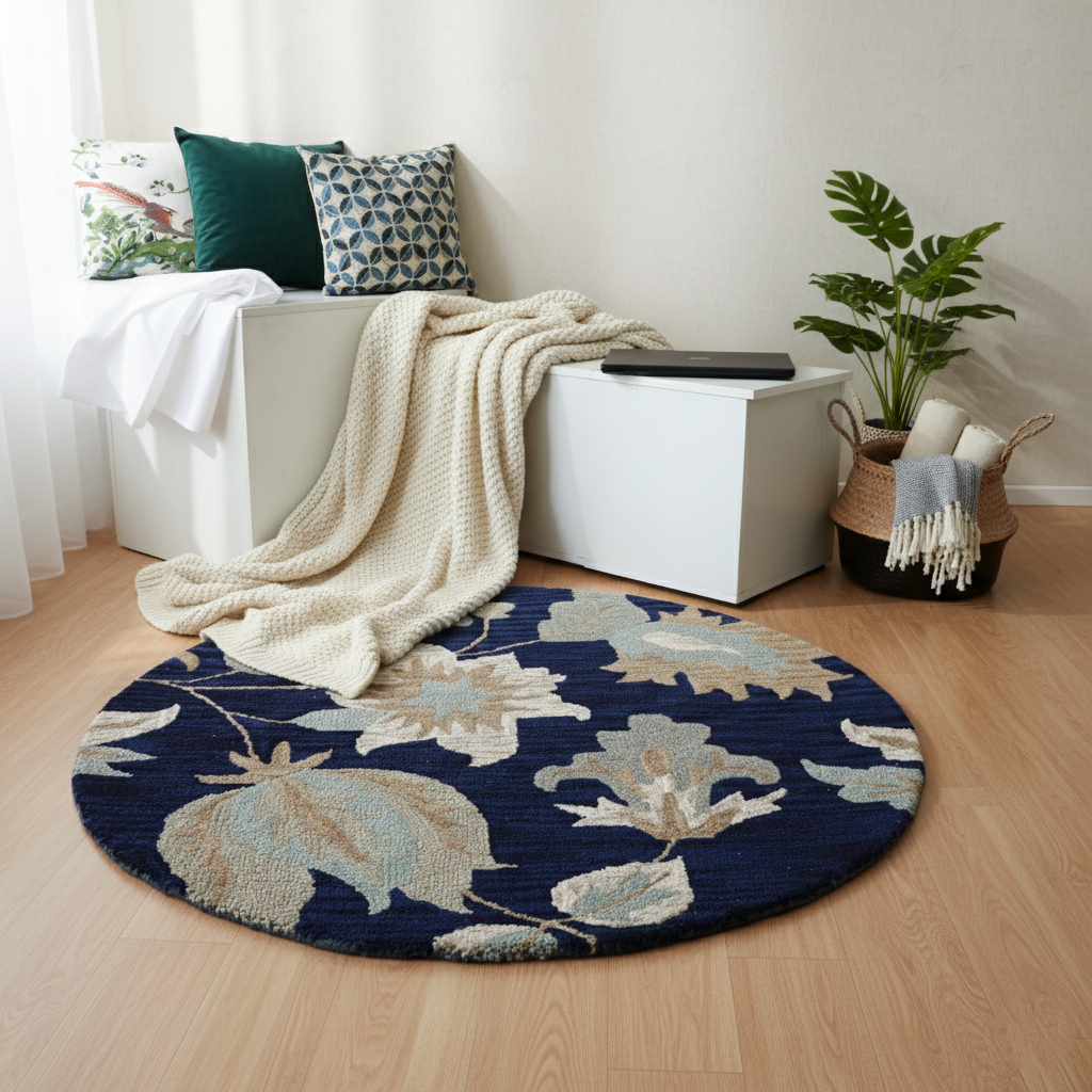 Indigo flower bloom carpet