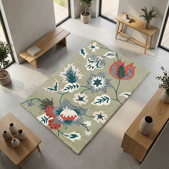 Woolen Floral Carpet