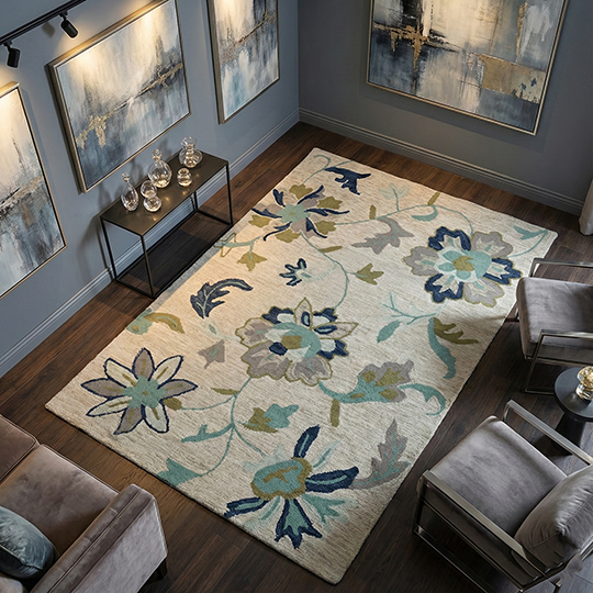 Blossom Pastel Woolen Floral Carpet