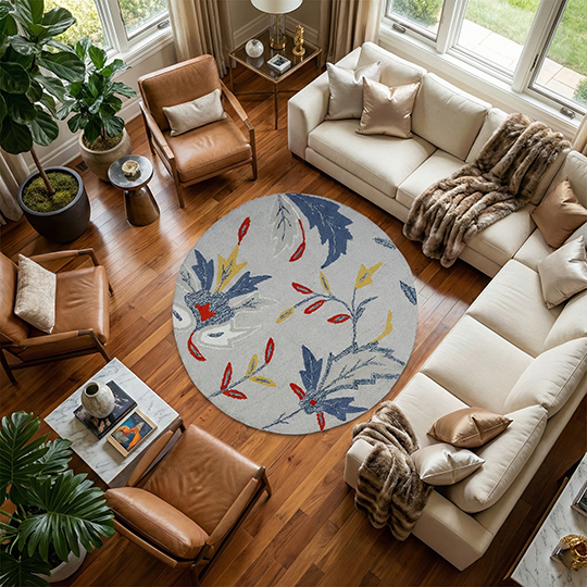 Autumn Petals Round Wool carpet