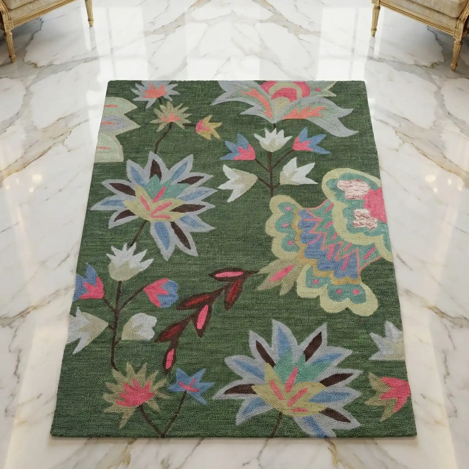 Forest Exotic Flora woolen carpet