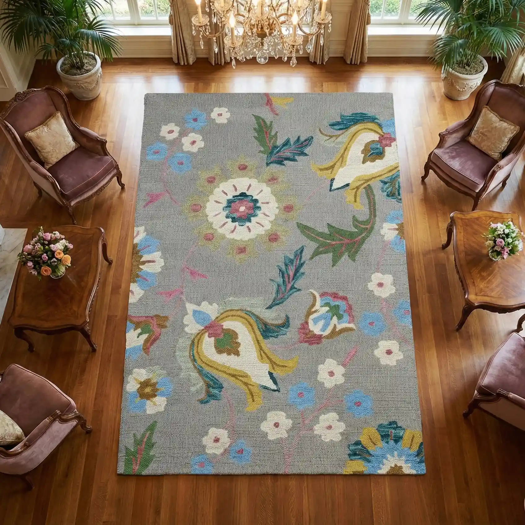 Grey Garden woolen carpet