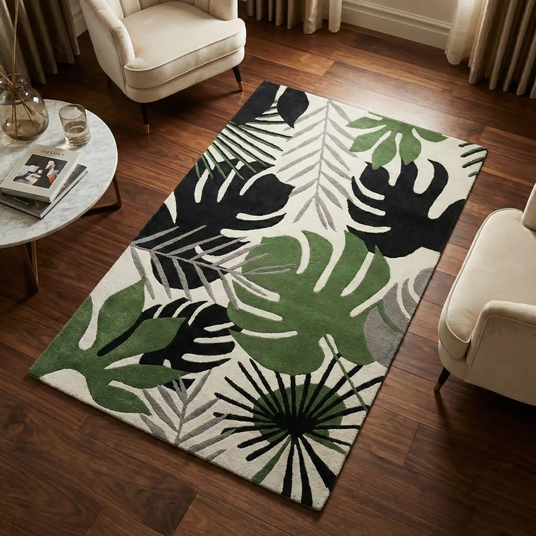 Lush Tropical Botanical Woolen Carpet