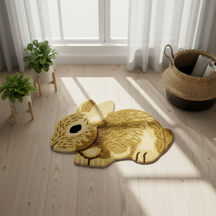 Golden Bunny Woolen Doormat