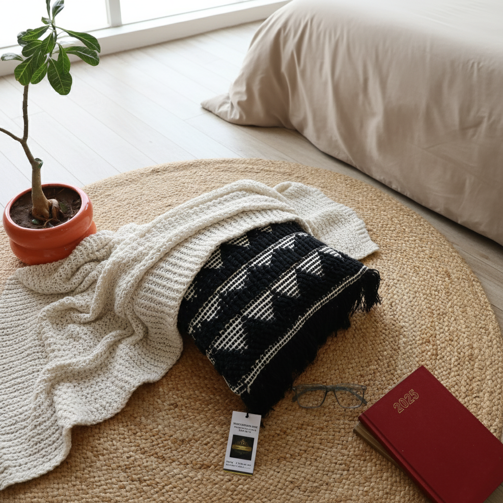 The contrast code cotton cushion