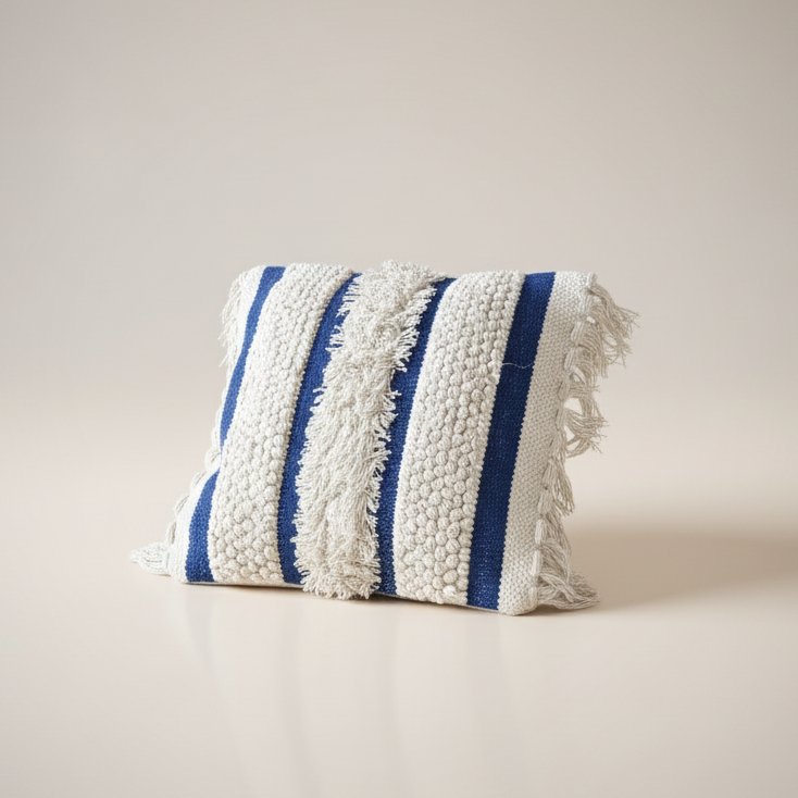 Indigo loom cotton cushion
